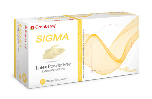 Cranberry 5819 Sigma Latex Examination Gloves Powder Free Extra Large 100/Bx Cranberry 5819 Sigma Latex Examination Gloves Powder Free Extra Large 100/Bx
